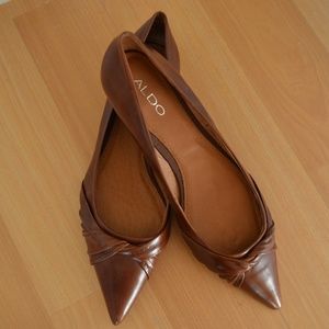 Brand New Aldo 'Pancha' Brown Leather Flats (Sz 8)